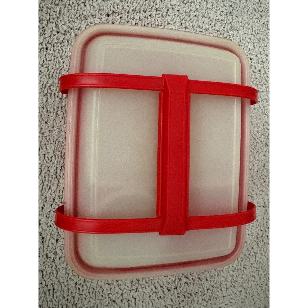 Vintage Tupperware Red Picnic Lunch Set Carrier with Lids and Cups 6 Piece